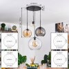 Koyoto Suspension, Boule lumineuse, Suspension Ambre, Clair, Fumé, 4 lumières