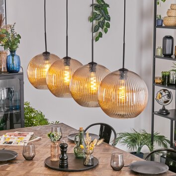 Koyoto Suspension, Boule lumineuse, Suspension Ambre, 4 lumières