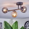 Chehalis Plafonnier, Boule lumineuse Ambre, Fumé, 3 lumières