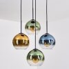 Koyoto Suspension, Boule lumineuse, Suspension Bleu, Or, Vert, Clair, 4 lumières