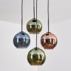 Koyoto Suspension, Boule lumineuse, Suspension Bleu, Vert, Cuivré, 4 lumières