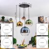Koyoto Suspension, Boule lumineuse, Suspension Bleu, Or, Vert, Clair, Cuivré, 4 lumières