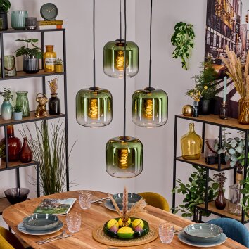 Lauden Suspension, Boule lumineuse, Suspension Vert, Clair, 4 lumières
