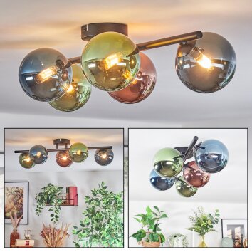 Chehalis Plafonnier, Boule lumineuse Bleu, Vert, Cuivré, 5 lumières