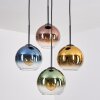 Koyoto Suspension, Boule lumineuse, Suspension Bleu, Or, Vert, Clair, Cuivré, 4 lumières