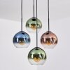Koyoto Suspension, Boule lumineuse, Suspension Bleu, Vert, Clair, Cuivré, 4 lumières
