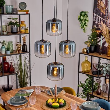 Lauden Suspension, Boule lumineuse, Suspension Bleu, Clair, 4 lumières