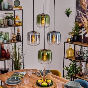 Lauden Suspension, Boule lumineuse, Suspension Bleu, Vert, Clair, Fumé, 4 lumières