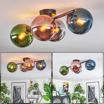 Gastor Plafonnier, Boule lumineuse Bleu, Chrome, Vert, Cuivré, Fumé, 4 lumières