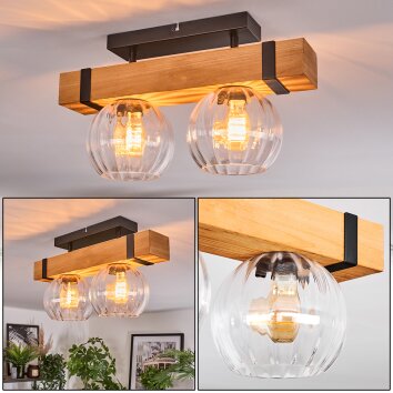 Sernadelo Plafonnier, Boule lumineuse Écru, Noir, 2 lumières