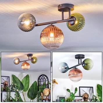 Chehalis Plafonnier, Boule lumineuse Bleu, Vert, Clair, Cuivré, 3 lumières