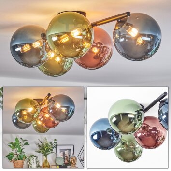 Chehalis Plafonnier, Boule lumineuse Bleu, Vert, Cuivré, 5 lumières