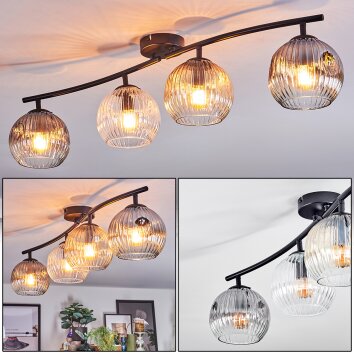 Ripoll Plafonnier, Boule lumineuse Ambre, Clair, Fumé, 4 lumières