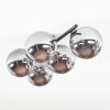 Chehalis Plafonnier, Boule lumineuse Chrome, Fumé, 5 lumières