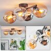 Koyoto Plafonnier, Boule lumineuse Ambre, Chrome, Clair, Fumé, 4 lumières