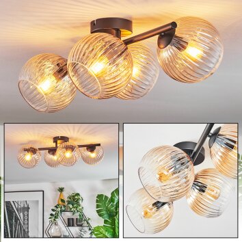 Koyoto Plafonnier, Boule lumineuse Ambre, Clair, 4 lumières