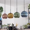 Koyoto Suspension, Boule lumineuse, Suspension Bleu, Or, Vert, Cuivré, 4 lumières