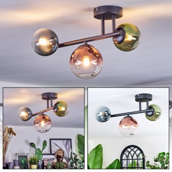 Chehalis Plafonnier, Boule lumineuse Bleu, Vert, Clair, Cuivré, 3 lumières