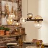 Chehalis Suspension, Boule lumineuse, Suspension Ambre, Clair, Fumé, 8 lumières