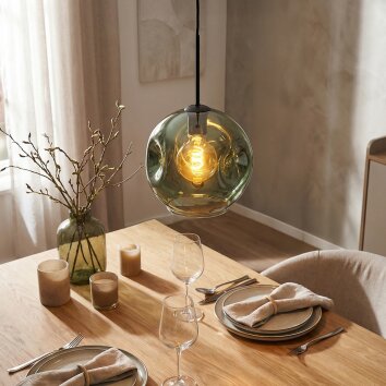 Ripoll Suspension, Boule lumineuse, Suspension Vert, 1 lumière