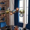 Chehalis Suspension, Boule lumineuse, Suspension Bleu, Vert, Cuivré, 8 lumières