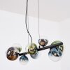 Chehalis Suspension, Boule lumineuse, Suspension Bleu, Chrome, Vert, Clair, Fumé, 8 lumières