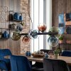Chehalis Suspension, Boule lumineuse, Suspension Bleu, Vert, Clair, Cuivré, 8 lumières