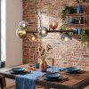 Chehalis Suspension, Boule lumineuse, Suspension Bleu, Vert, Clair, Cuivré, 8 lumières