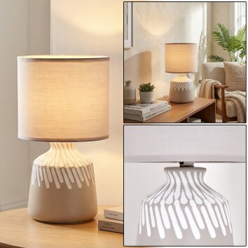 Mirvel Lampe à poser Gris, Blanc, 1 lumière