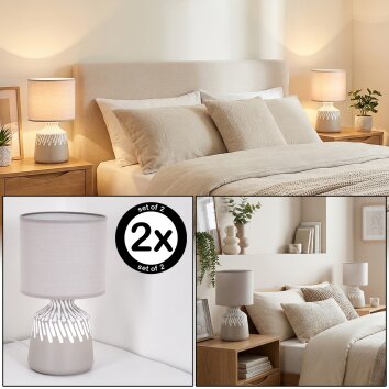 Mirvel Lampe à poser Gris, Blanc, 1 lumière