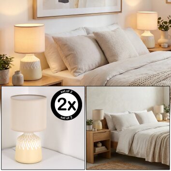 Mirvel Lampe à poser Crème, Blanc, 1 lumière