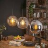 Koyoto Suspension, Boule lumineuse, Suspension Ambre, Clair, Fumé, 3 lumières