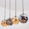 Ripoll Suspension, Boule lumineuse, Suspension Ambre, Fumé, 4 lumières
