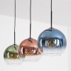 Koyoto Suspension, Boule lumineuse, Suspension Bleu, Vert, Clair, Cuivré, 3 lumières