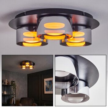 Folar Plafonnier LED Noir, 3 lumières