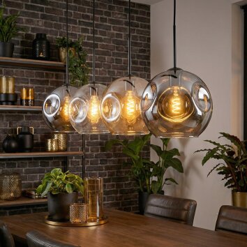 Ripoll Suspension, Boule lumineuse, Suspension Ambre, Clair, Fumé, 4 lumières