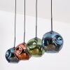 Ripoll Suspension, Boule lumineuse, Suspension Bleu, Vert, Cuivré, 4 lumières