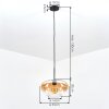 Suspension Mertola, hauteur réglable à l’installation, abat-jour en verre ambre, ø 35 cm