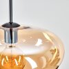 Suspension Mertola, hauteur réglable à l’installation, abat-jour en verre ambre, ø 35 cm