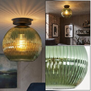 Koyoto Plafonnier, Boule lumineuse 25 cm Vert, 1 lumière