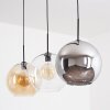 Koyoto Suspension, Boule lumineuse, Suspension Ambre, Chrome, Clair, Fumé, 3 lumières