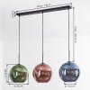 Koyoto Suspension, Boule lumineuse, Suspension Bleu, Vert, Cuivré, 3 lumières