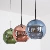 Koyoto Suspension, Boule lumineuse, Suspension Bleu, Vert, Cuivré, 3 lumières