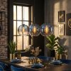 Koyoto Suspension, Boule lumineuse, Suspension Bleu, Clair, 3 lumières