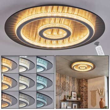 Lidor Plafonnier LED Anthracite, Gris, Noir, 1 lumière, Télécommandes