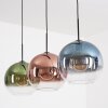 Koyoto Suspension, Boule lumineuse, Suspension Bleu, Vert, Clair, Cuivré, 3 lumières
