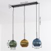 Koyoto Suspension, Boule lumineuse, Suspension Bleu, Or, Vert, 3 lumières