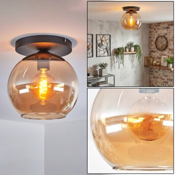 Koyoto Plafonnier, Boule lumineuse 25 cm Ambre, 1 lumière