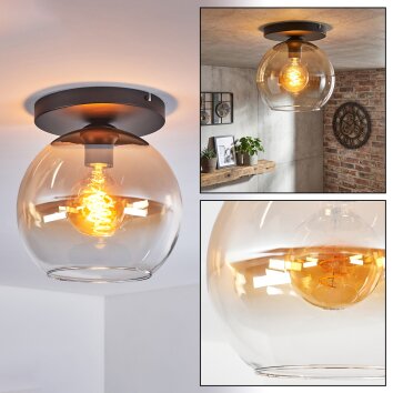 Koyoto Plafonnier, Boule lumineuse 25 cm Ambre, Clair, 1 lumière