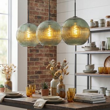 Koyoto Suspension, Boule lumineuse, Suspension 30 cm Vert, 3 lumières